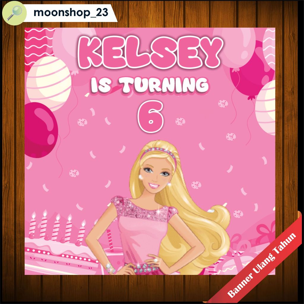 Spanduk / Banner / Backdrop Ulang Tahun Custom Tema Barbie / Mariposa