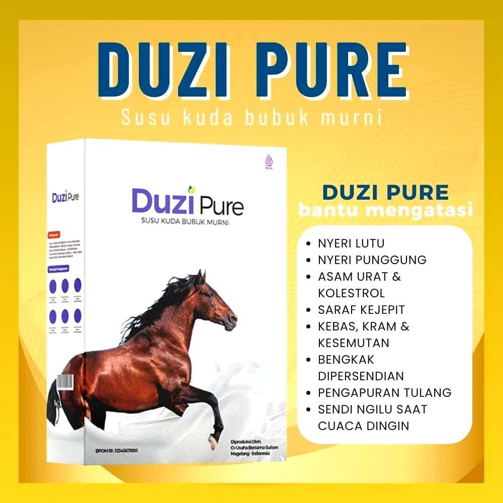 

Duzi Pure Susu Kuda Murni Untuk Asam Urat, Tulang Dan Nyeri Sendi Isi 3 Box Original