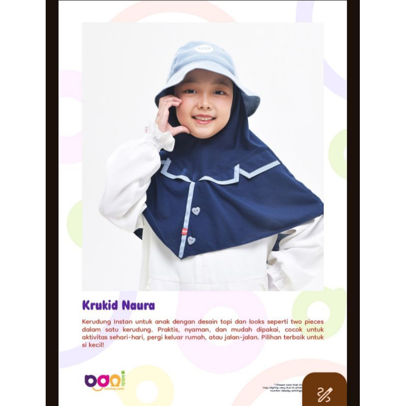 Diskon Kerudung anak Rabbani|Krukid Naura Rabbani|Kerudung anak Topi New arrival