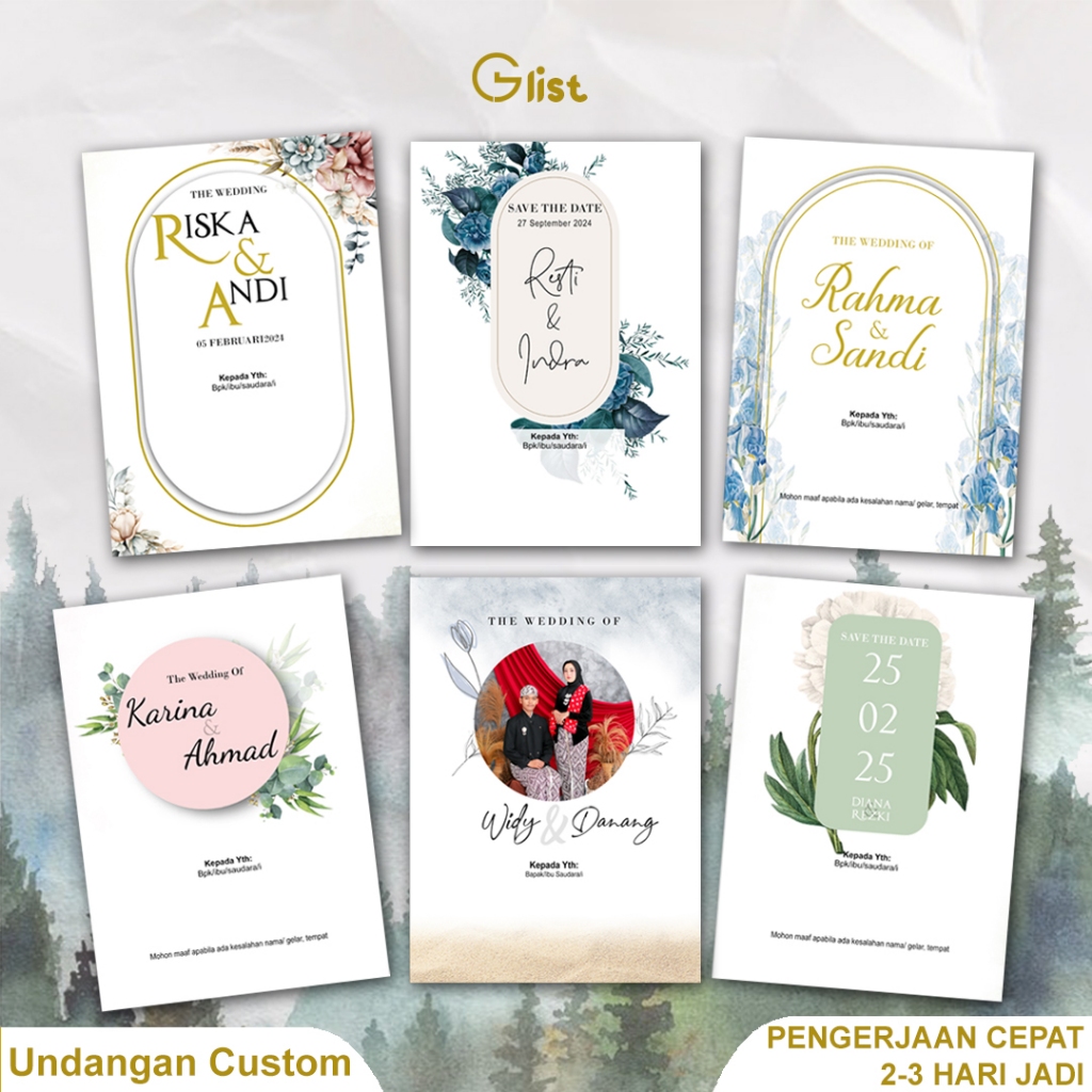 Undangan Pernikahan Rustic Undangan Elegan Undangan Murah