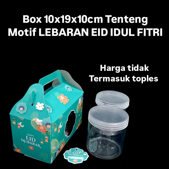 

( 5Pcs ) Gable Box 2 Toples Jar 300ml 400ml 600ml Motif Lebaran Dus Jinjing Idul Fitri Ukuran 10x19x10 Cm Kardus Tenteng Packaging Cookies Kue Kering Eid Mubarak