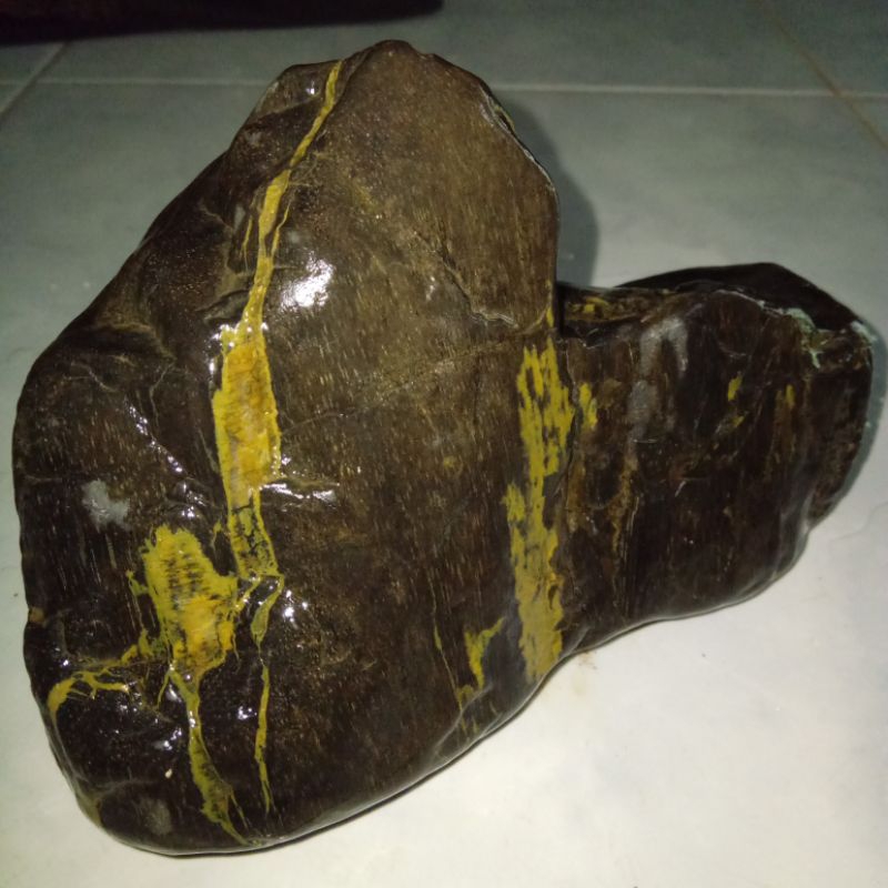 Original Bahan Batu Bulu Macan Serat Emas Bentuk Unik & Antik