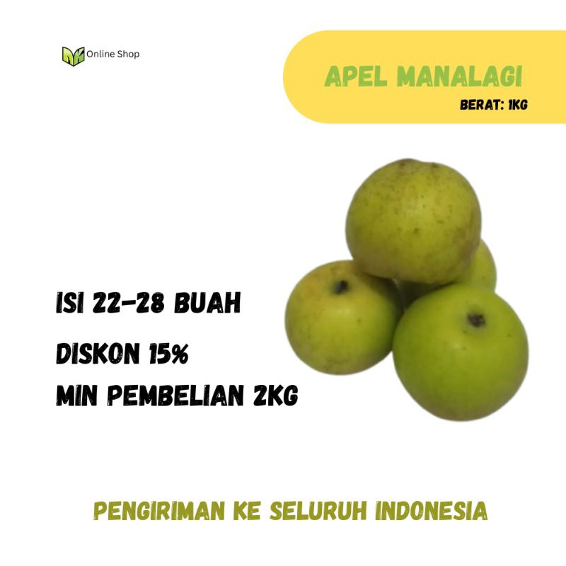 

Apel Manalagi Mini 1kg Isi 22-28 Buah | Apel Hijau | Apel Malang