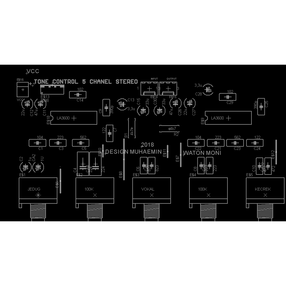 pcb tone control  pc equalizer la3600 stereo potensio putar equalizer 5chanel la3600 equalizer la360