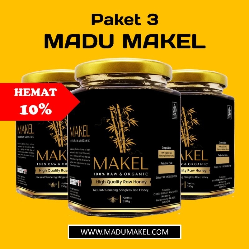 

Paket 3 botol Makel - Madu Mentah Klanceng, 100% Madu Asli dan Organik - Hemat 10%