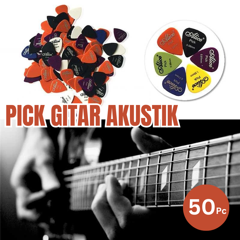 Pick Gitar Akustik 50 Pc Universal Guitar Petikan Alat Bantu Memetik Gitar Acoustic Picks - s1205