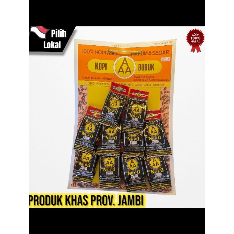 

Kopi AAA Nefo Khas Jambi Paket 10 pcs 45 grm