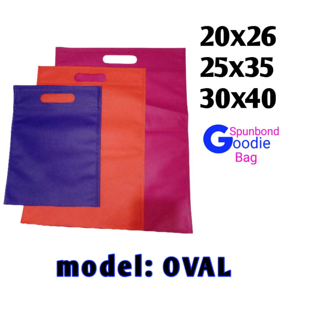 

tas spunbond oval 1 kodi 20 pcs, goodie bag oval kantong belanja, souvenir, ulang tahun anak