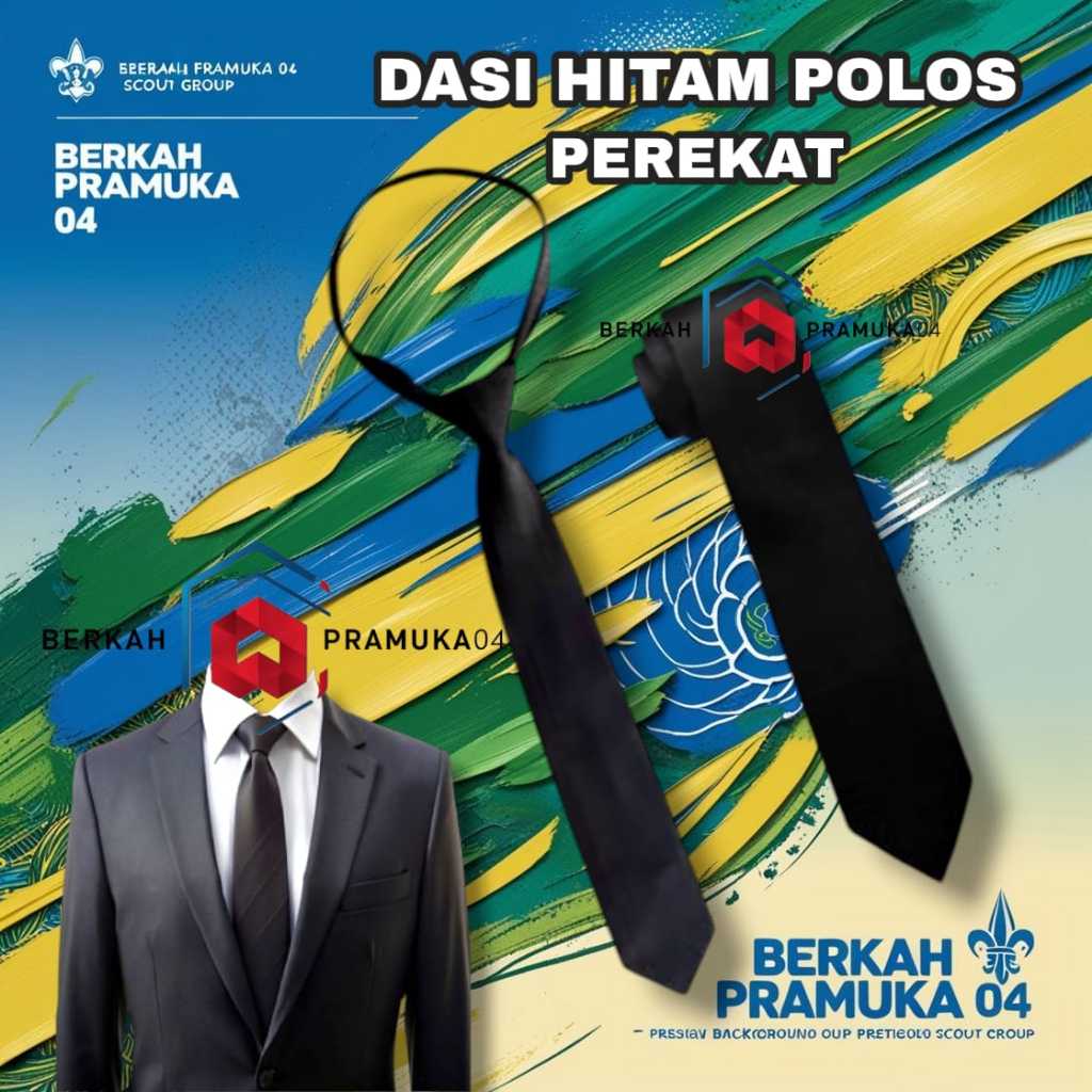 Dasi hitam polos pria wanita dewasa fomal perekat