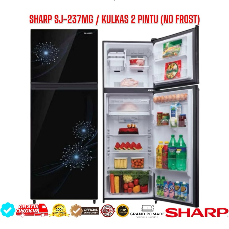 KULKAS SHARP 2 PINTU SJ-237MG (TANPA BUNGA ES) / SHARP SJ237MG KULKAS 2 PINTU SHARP