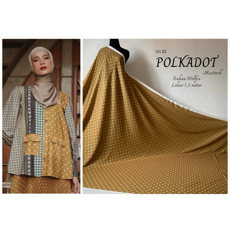 Kain Ori Zaskia Sungkar Motif Polkadot Bahan Wolfis