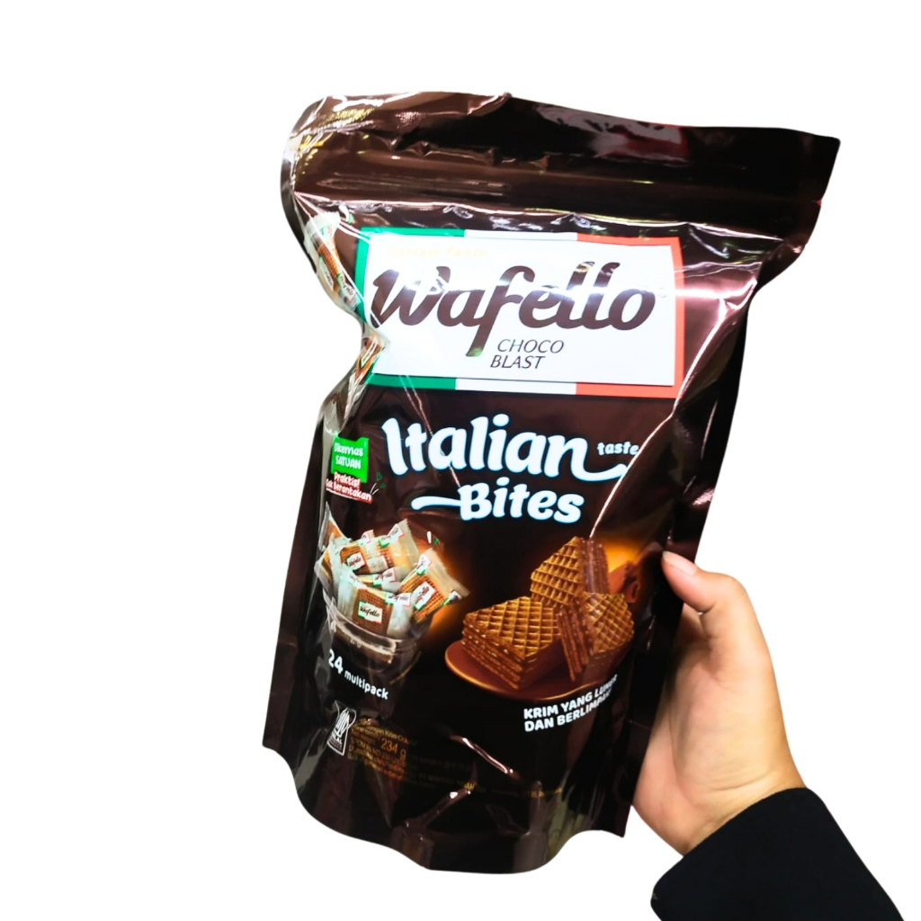 

Wafello Italian Bites isi 24packs 234gr Wafer Coklat Choco Blast / Butter Caramel