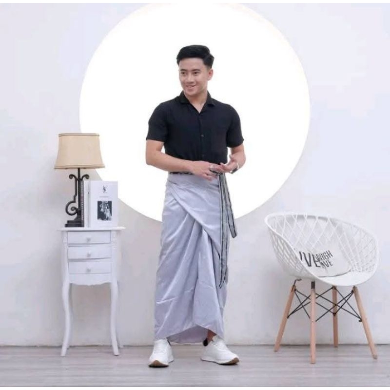 Sarung Srikandi Pria Wanita Dewasa Sarung Lilit Polos Mat.Katun Toyobo Abu abu