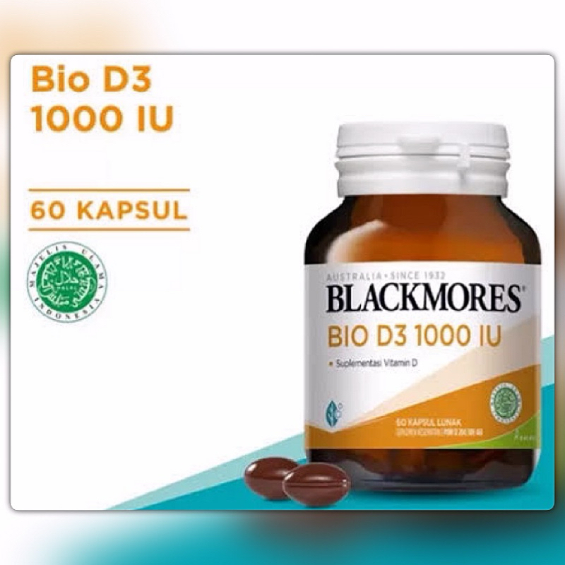 Blackmores Bio D3 1000iu Vitamin D3 1000 iu isi 60 Kapsul Vit D BPOm Kalbe