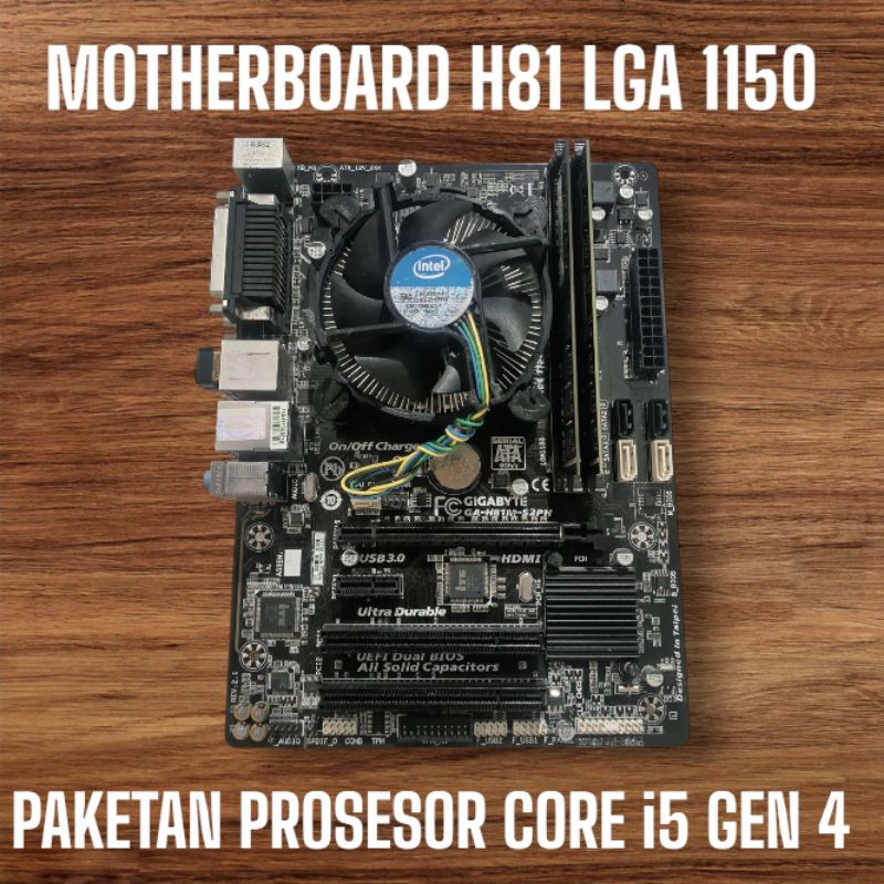 MOTHERBOARD H81 LGA 1150, Paketan Prosesor Core i5 GEN 4