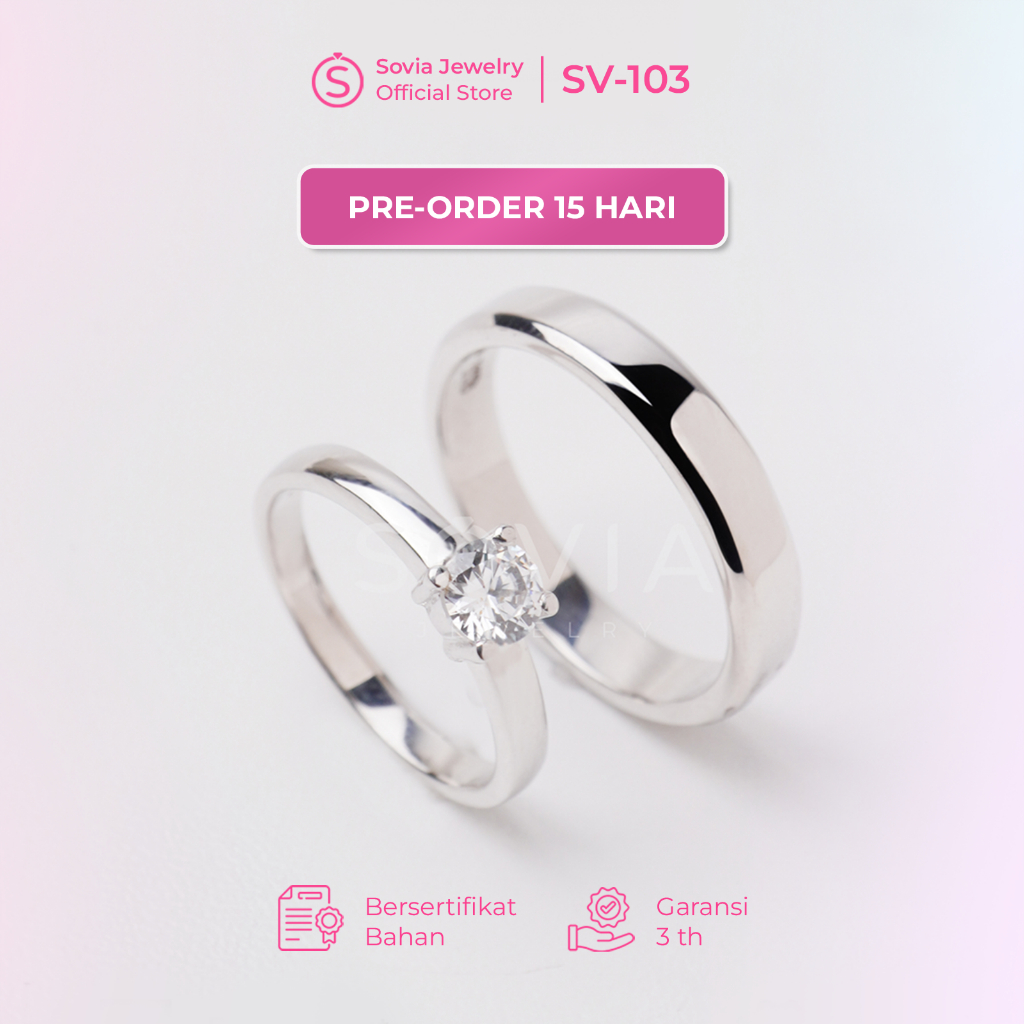 Sovia Jewelry Cincin Kawin Perak Silver Couple SV-103