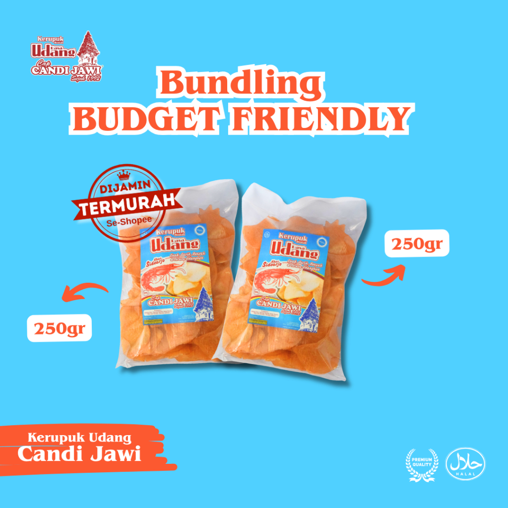 

Bundling Budget Friendly Kerupuk Udang Candi Jawi Mentah 250gr+250gr