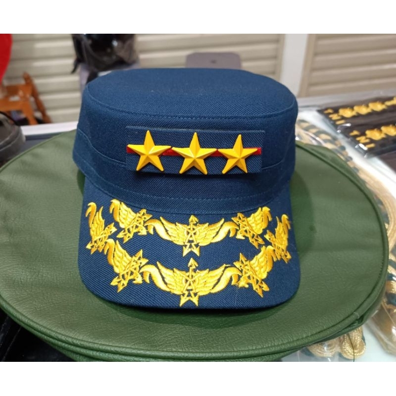 Topi komando PDH PATI TNI AU + Pangkat LOGAM timbul