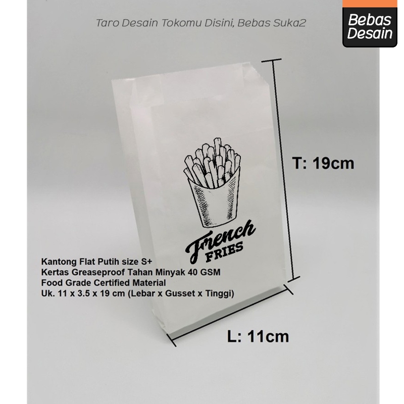+CUSTOME Kantong Kertas Putih Roti / Donat / kue / Gorengan Food Packaging Makanan Bungkus Kebab Ker