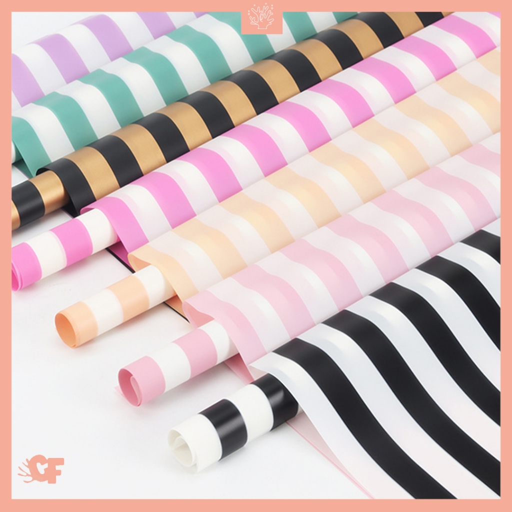 

20 LEMBAR Kertas Buket Bunga Motif Stripe Garis Buket Bunga Flower Wrapping Cellophane KB6046