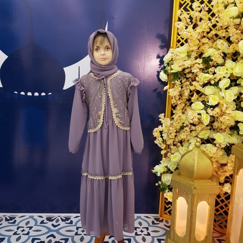 GAMIS ANAK BROKAT MIX CERUTY + KERUDUNG | GAMIS MEWAH MODIS | GAMIS LEBARAN 