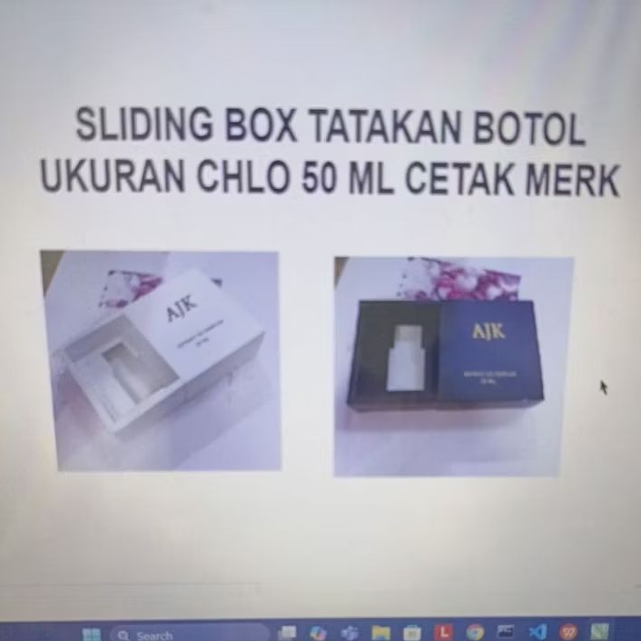 

Box Sliding Insert / Tatakan Botol Chlo 30 ml Cetak Merk