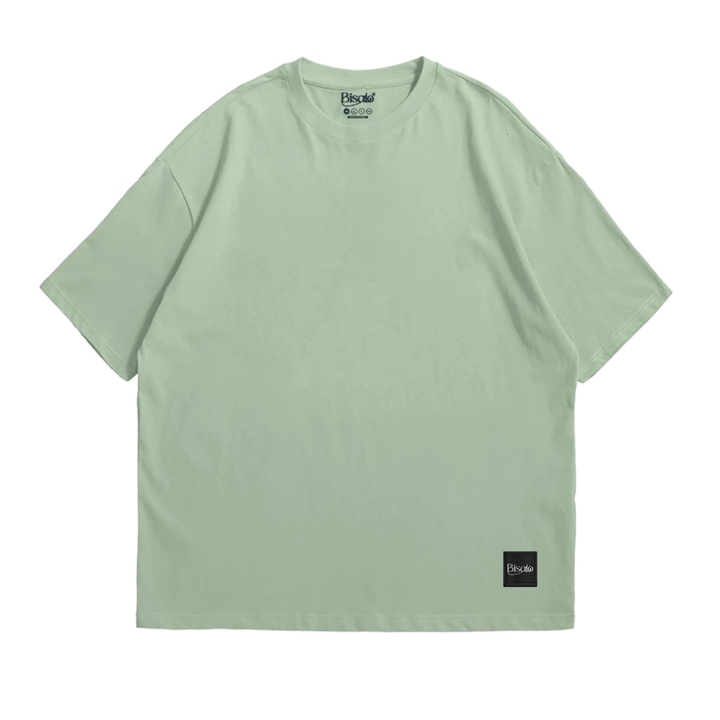BISALO T-shirt Oversize Polos Pria Wanita Lengan Pendek Cotton Combed 24's Sage