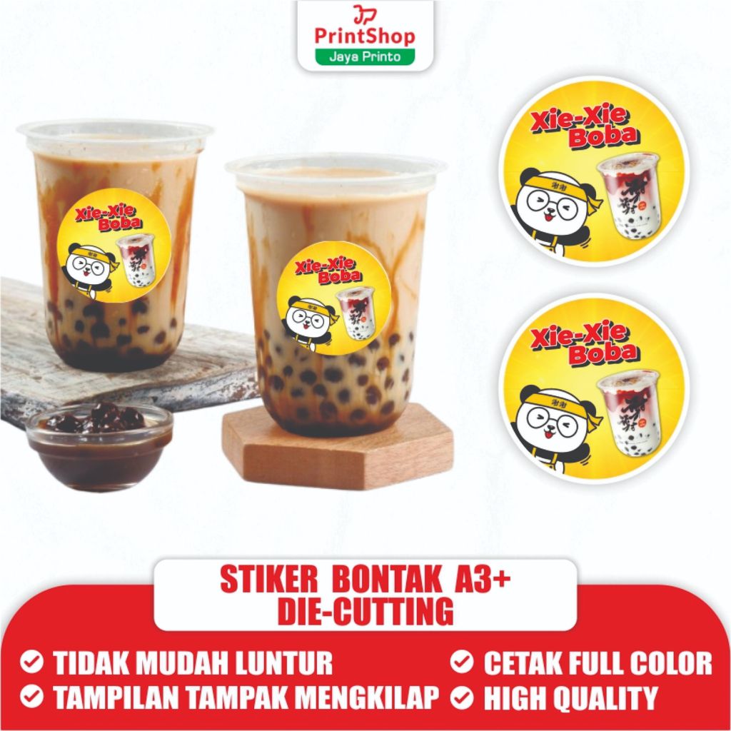 

CETAK STIKER BONTAK/CHROMO SEHARI JADI / CETAK LABEL KEMASAN (PRINT + DIE CUTTING) A3+/ STIKER MURAH / STIKER LABEL PRODUK / STIKER KEMASAN / STIKER LABEL MAKANAN
