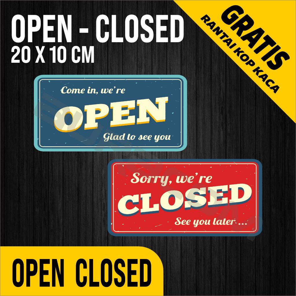 COD,OPEN CLOSED Akrilik siap Pakai/Acrylic Open Closed Design Kekinian /Custom-FreeDesign ( A 303 )