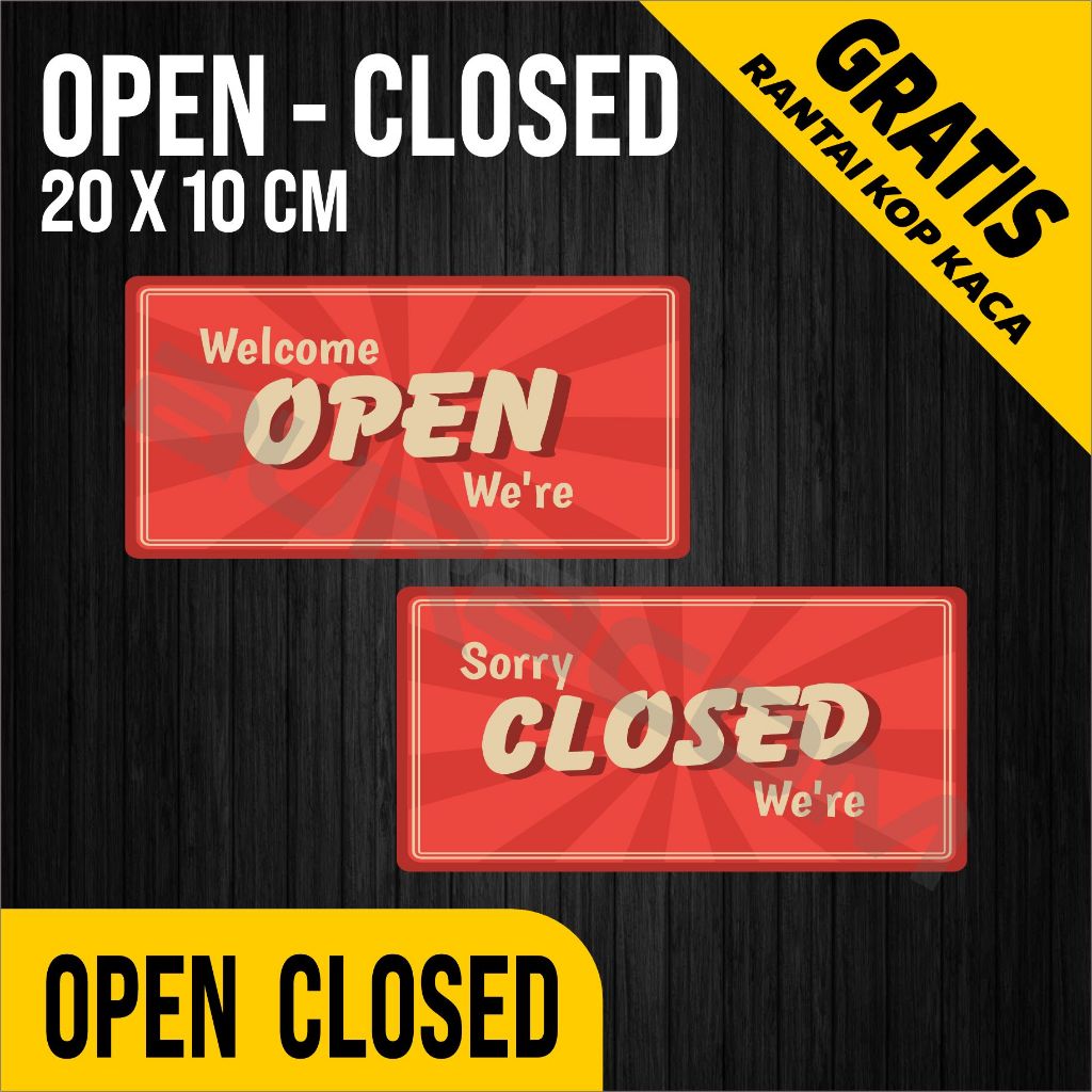 COD,OPEN CLOSED Akrilik siap Pakai/Acrylic Open Closed Design Retro / Custom-FreeDesign ( A 307 )