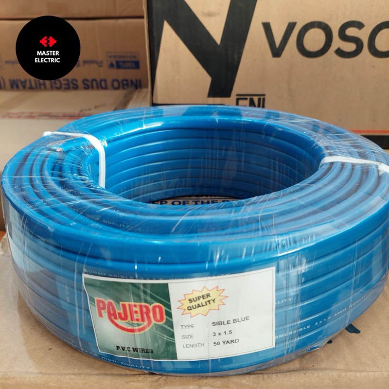 KABEL SATELIT GEPENG KABEL SIBEL 3x1,5mm SERABUT 50 YARD BIRU