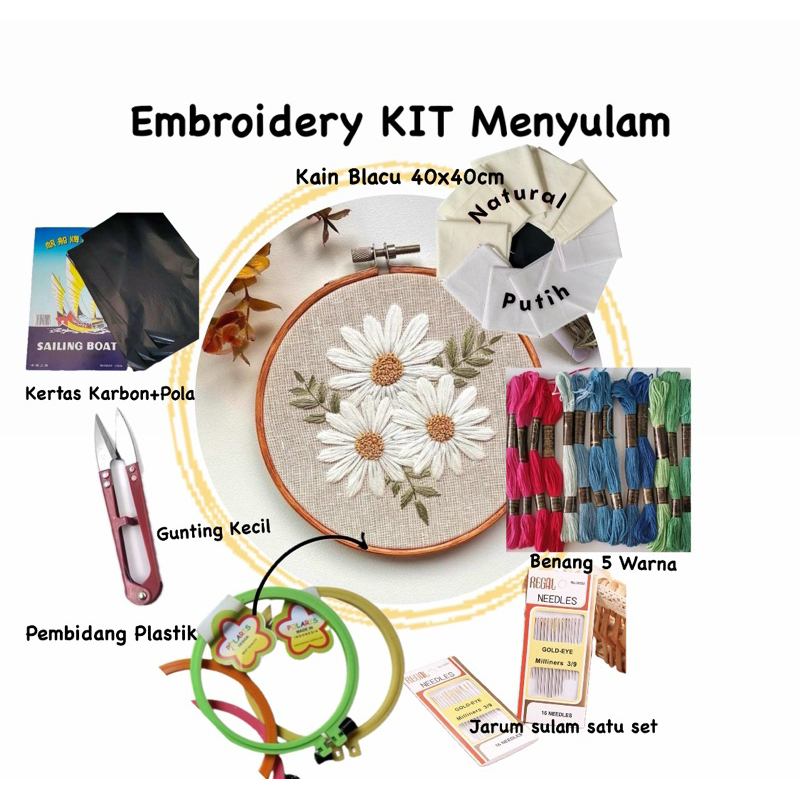 Embroidery KIT/ DIY KIT /Paket Menyulam Murah/Paket menyulam kain/Sulam tangan paket/ Seni menyulam 