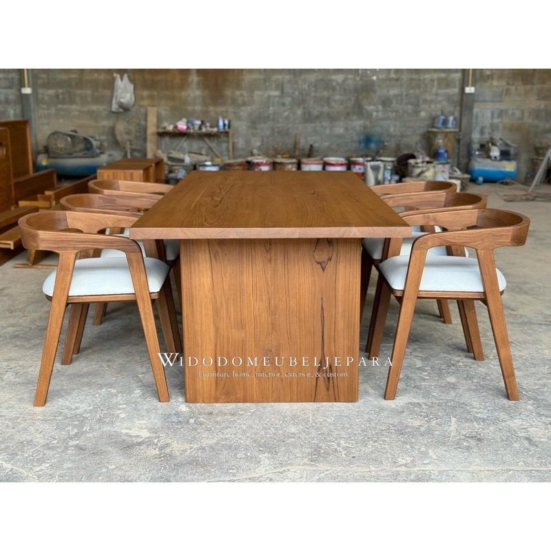Meja makan set 250 cm kursi 8