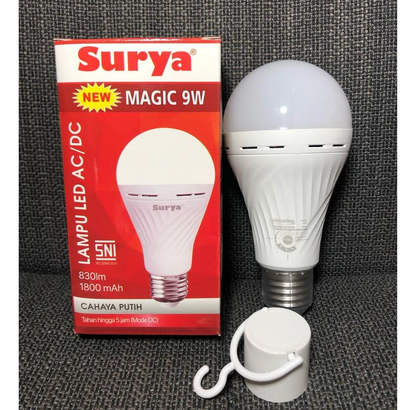 SURYA LAMPU LED A BULB MAGIC AC DC GENIUS AJAIB 9 WATT / LAMPU EMERGENCY-LAMPU DARURAT