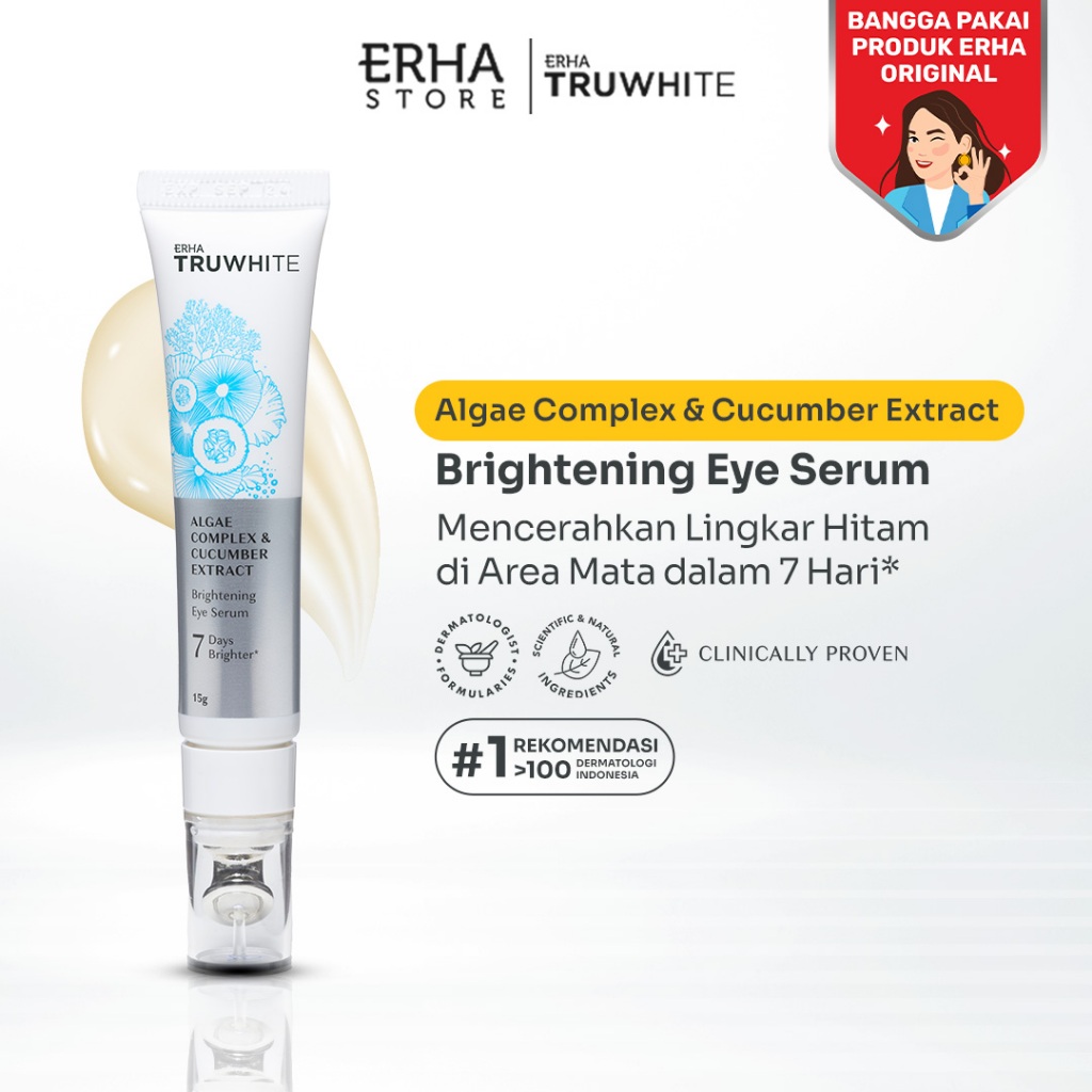 ERHA Truwhite Algae Complex & Cucumber Extract Brightening Eye Serum 15g - Serum Mata