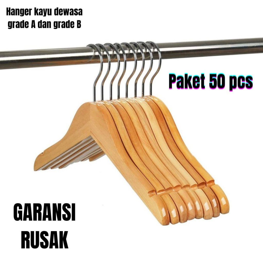 50 PCS hanger kayu baju aesthetic // Gantungan baju aesthetic