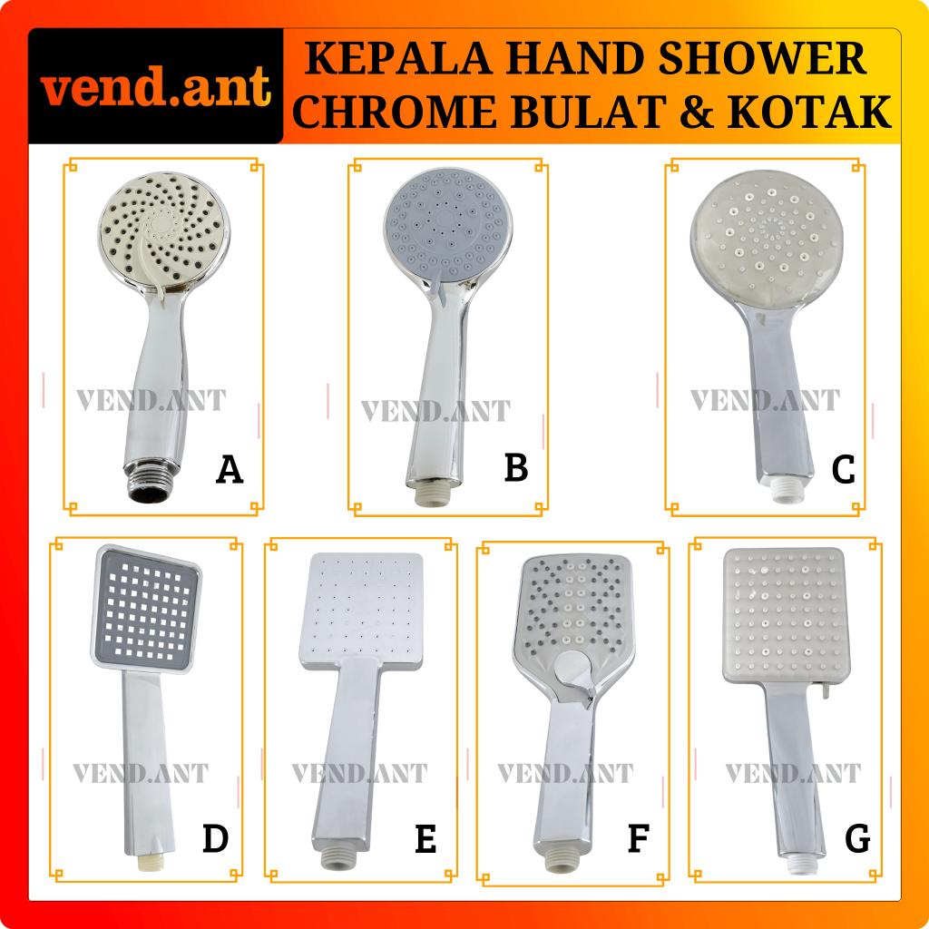 Kepala Gagang Hand Shower Kamar Mandi Bulat Kotak Chrome