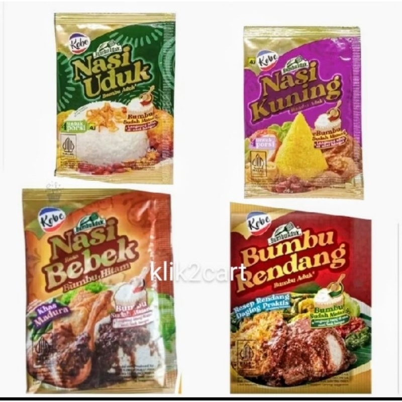 

Kobe bumbu aduk isi 3 sachet / bumbu rendang / nasi kuning / nasi bebek / nasi uduk / kobe / bumbu instan