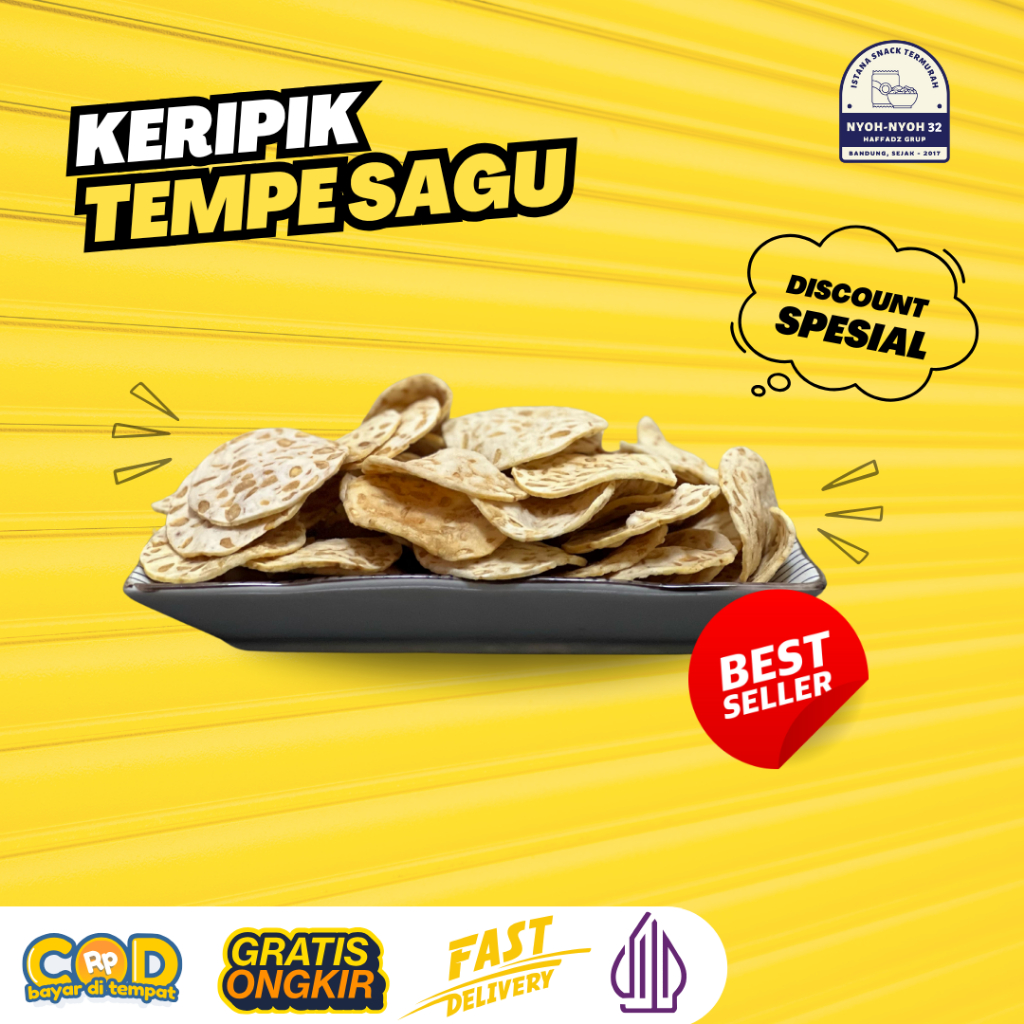 

Keripik Tempe Sagu 250gr - Tempe Sagu Super Gurih Camilan Renyah dan Lezat