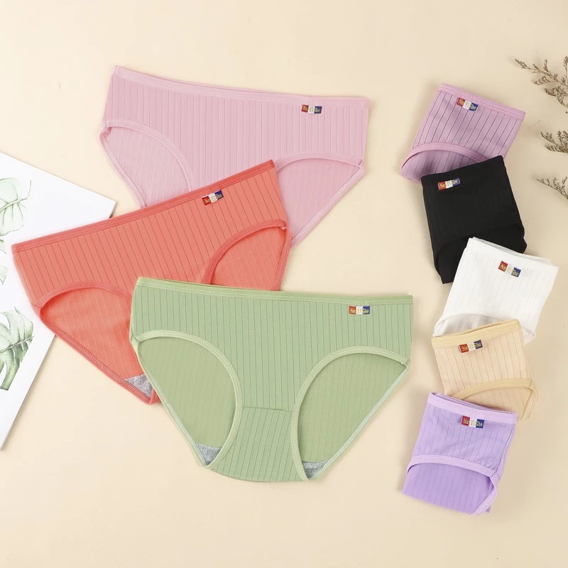 YOURA - Celana Dalam Wanita Katun Seamless CD Katun Garis Knit Seamless Celana Dalam Katun Polos Und