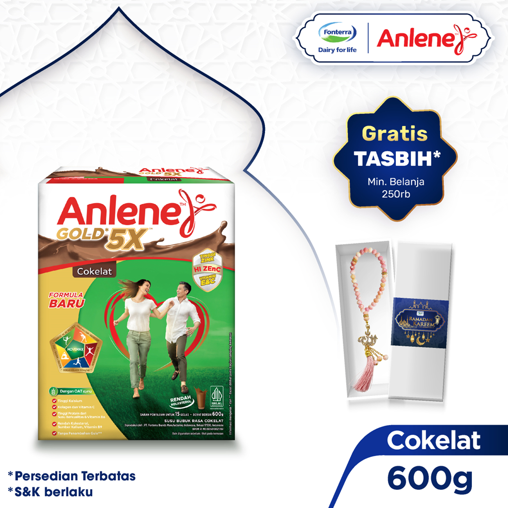 

Anlene Gold 5X Susu Bubuk Dewasa Cokelat 600g - Nutrisi Tinggi Kalsium Untuk Tulang, Sendi, dan Otot