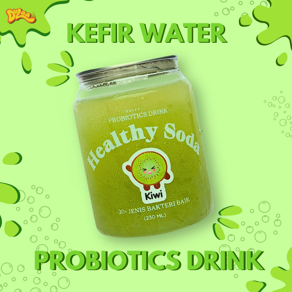 

DULAA Healthy Probiotic Drink | Minuman Sehat Soda Sari Buah | Kefir Water Kiwi 230ML