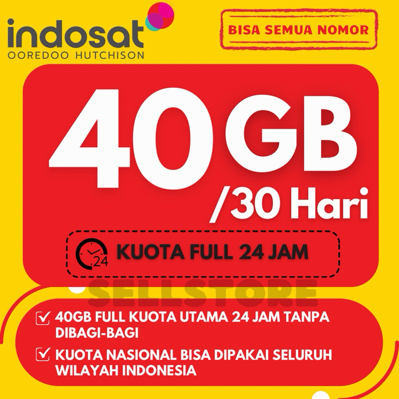 KUOTA INDOSAT MURAH 40GB FULL KUOTA UTAMA TANPA PEMBAGIAN
