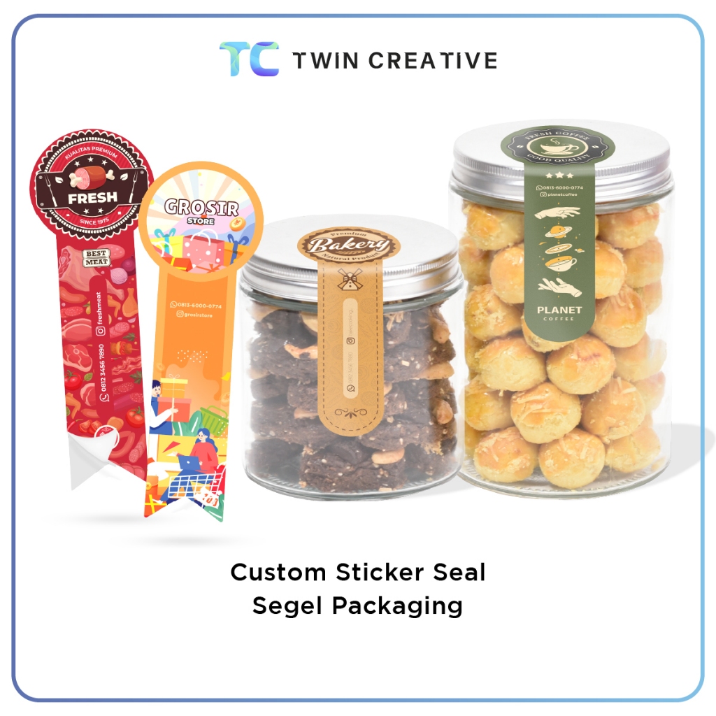 

Custom Sticker Seal Toples Packaging Box Makanan - Stiker Label Segel Kemasan Minuman Botol Olshop