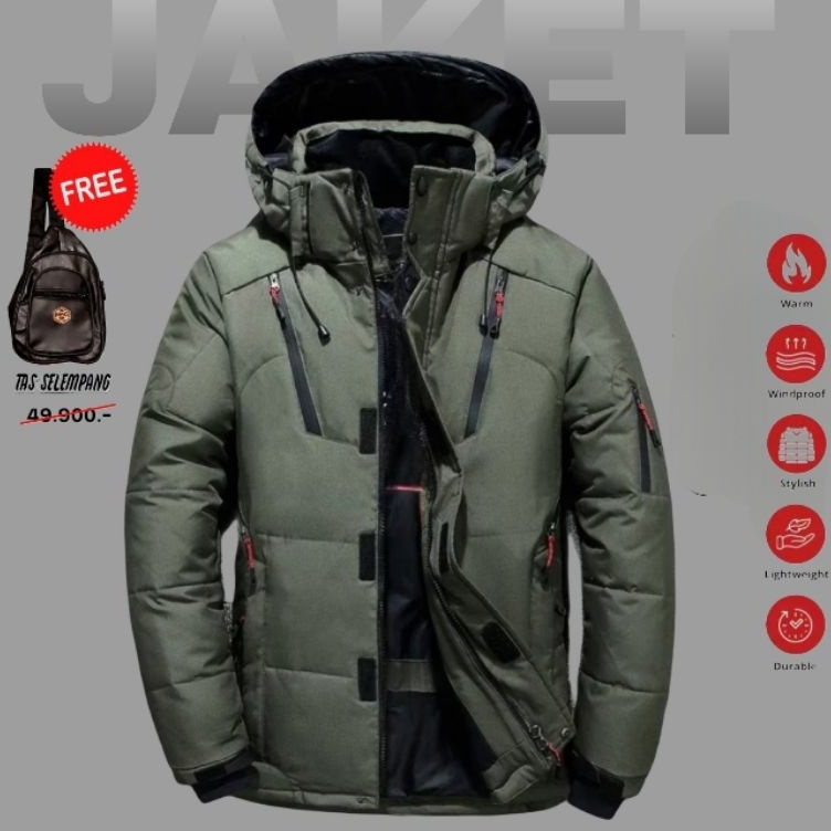 KODE Q96V Jaket Anti Air Pria Wanita Tebal Waterproof Windproof Winter Puffer Musim Dingin Gunung Pe