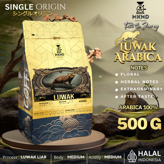 

MKND COFFEE ROASTERY - Arabika Aceh Gayo Luwak Liar 500g Specialty Premium Coffee | Best Coffee | 100% Luwak Liar | Medium Roast