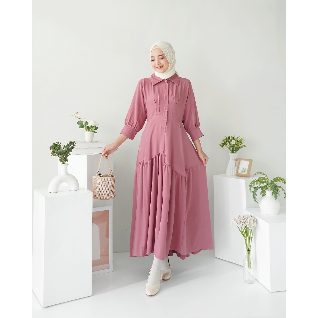 Zaina Wear -- Self Manufactured Latifah Cotton Long Sleeve Dress Gamis Lebaran Undangan Formal Daily