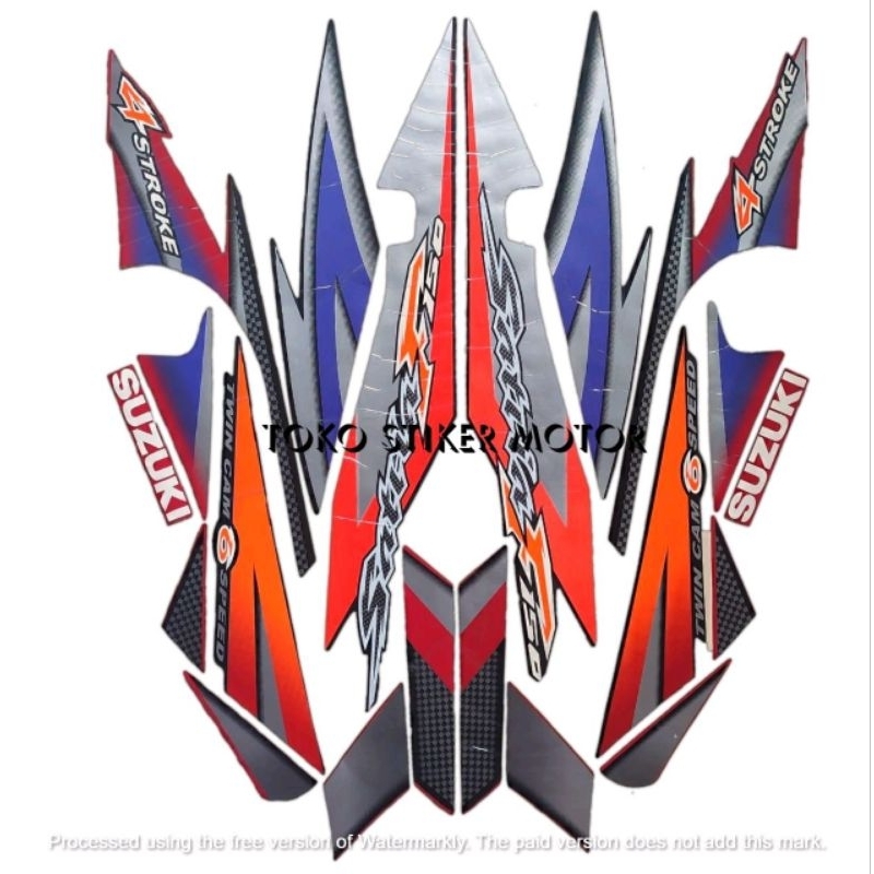 Stiker Striping Lis Body Motor Suzuki Satria Fu Cbu 2006 Merah Standar