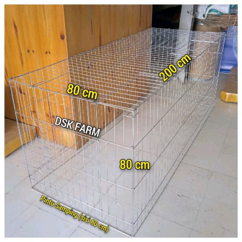 Pureblies_ Kandang Ayam Galvanis Umbaran 200X80X80 Cm (Pintu Samping Di 80 Cm) Kuat Dan Tahan Lama