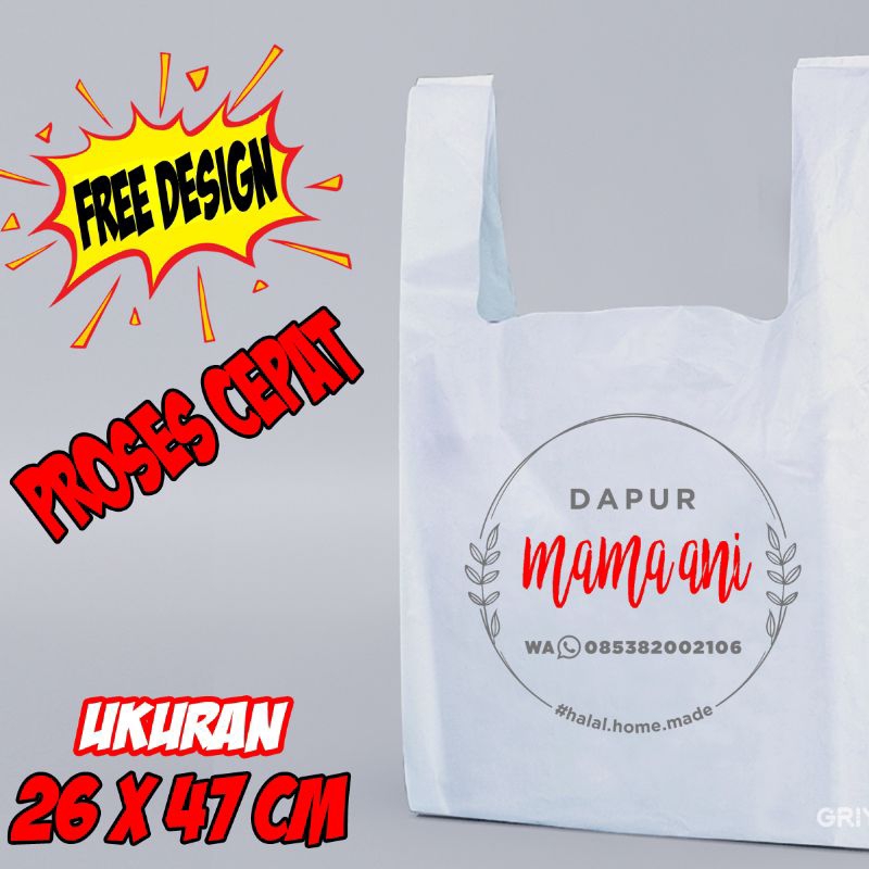 Sablon plastik kresek HDPE ukuran 26x47 tebal 03 micron